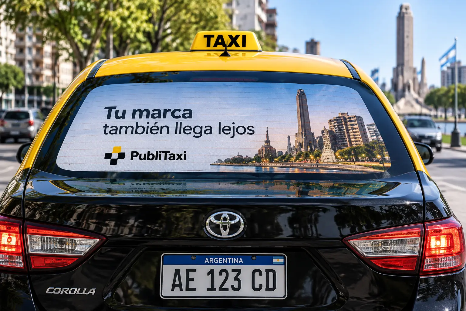 Ejemplo de publicidad en luneta trasera